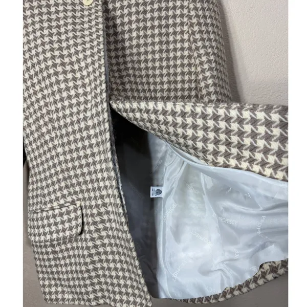 Vintage‎ Prophecy Womens Wool Blazer Houndstooth Button Front Jacket Size 12 Brown - Image 3