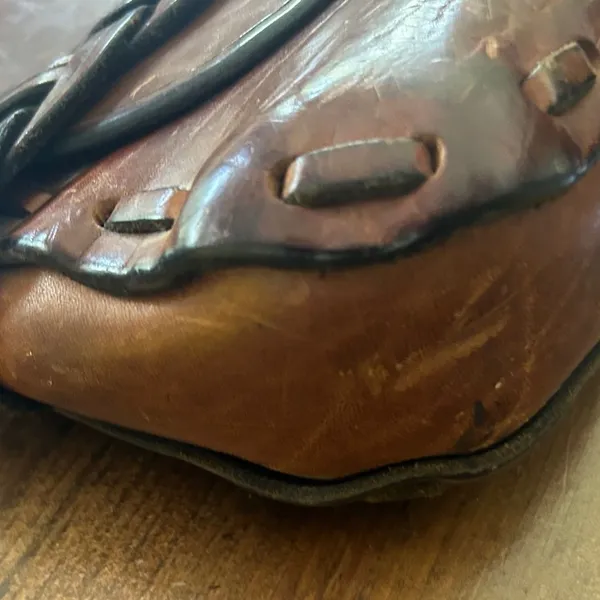 Vintage Leather Crossbody Bag Brown Braided Strap Boho Retro Rustic 60s 70s‎ - Image 4