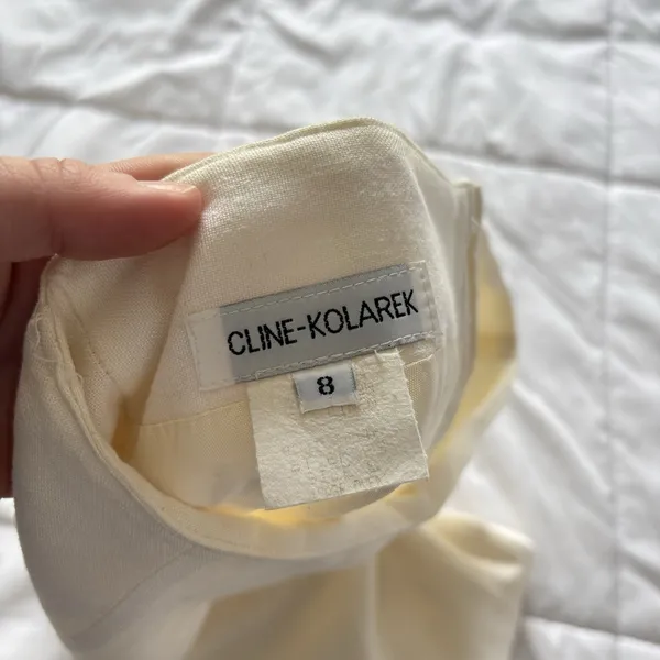 Vintage Mini‎ Skirt Ivory Womens 8 Linen Blend Quiet Luxury Made USA Minimalist - Image 6