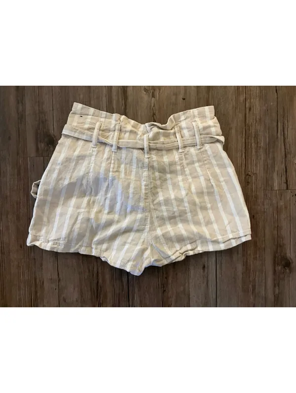 Abercrombie & Fitch High Rise Stripe Beige Belted Shorts S - Image 3