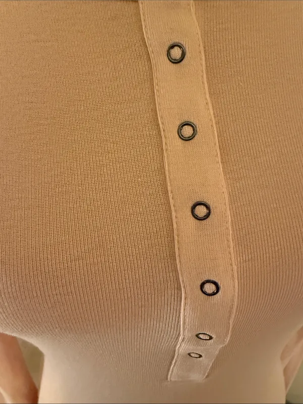 Victoria's Secret Light Pink Long-Sleeve Snap Henley Top - Image 2