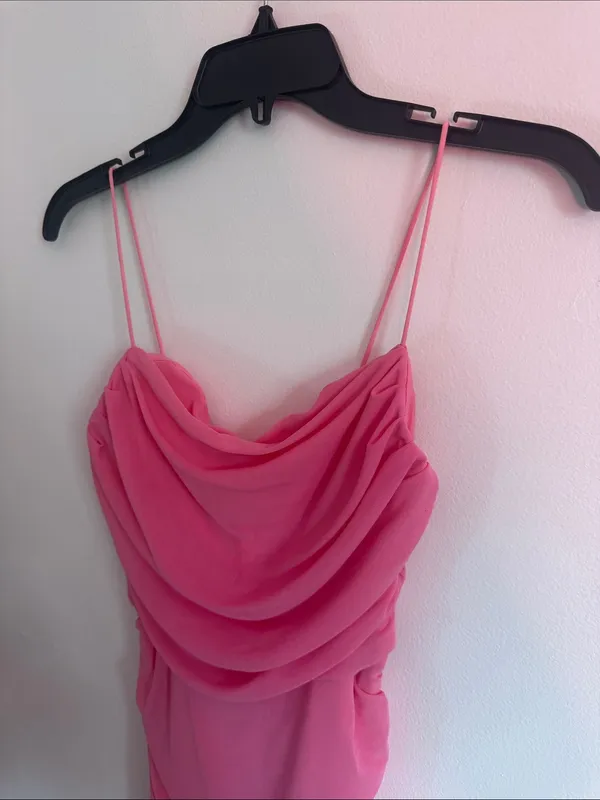 Hello Molly ruched mini dress blush pink color - Image 4