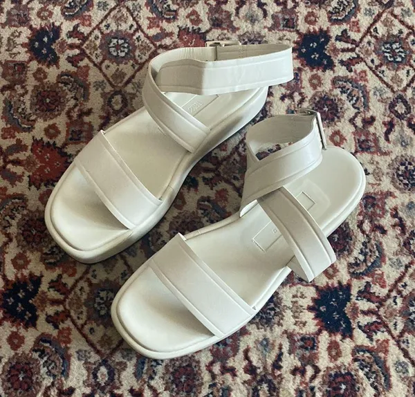 ZARA NWOT Flat Leather Sandal With Buckle Size 12 - Image 2