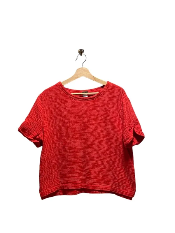 Magaschoni Organic Cotton Blouse Chili Red Size M Coastal Preppy Southern Beach - Image 3