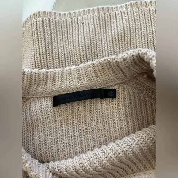 JENNI KAYNE Cotton Fisherman Crewneck Sweater Womens Size 1X Minimalist - Image 2