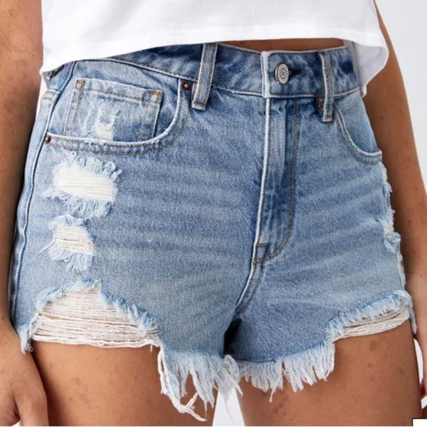 PacSun Blue High Waisted Denim Festival Shorts - Image 3