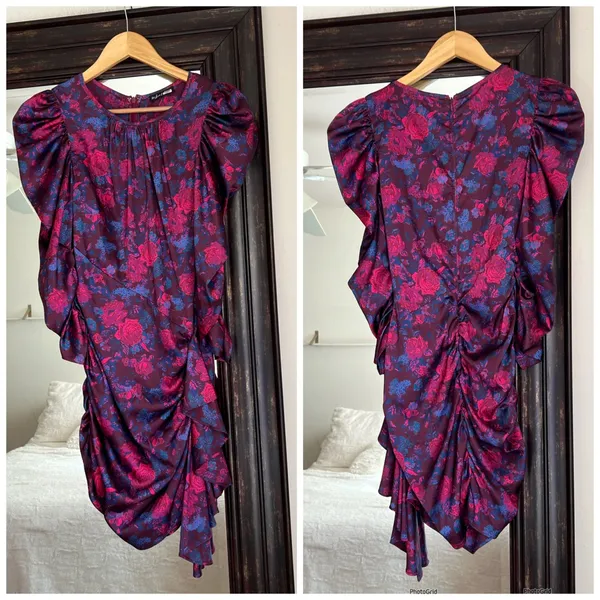 For Love & Lemons Endless Mini Dress Puff Sleeves XS Floral - Image 4