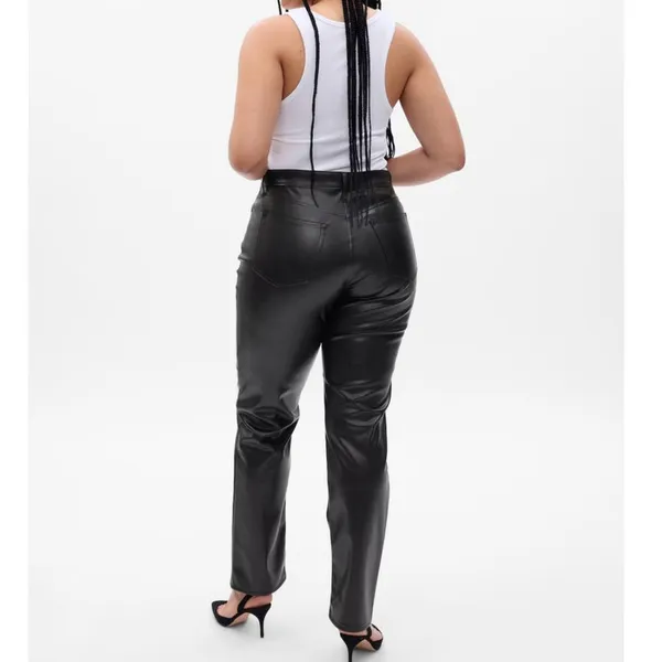 Gap Women's Cheeky Straight High Rise Pants Black Vegan Leather Size 18R. NEW - Image 2