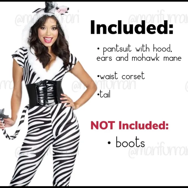 🎉Sale🎉 Sexy Zebra Costume Size Extra Small Black - Image 3