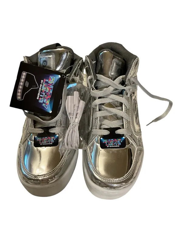 Skechers Energy Lights Metallic Silver High Top Sneakers NWT 7 - Image 2