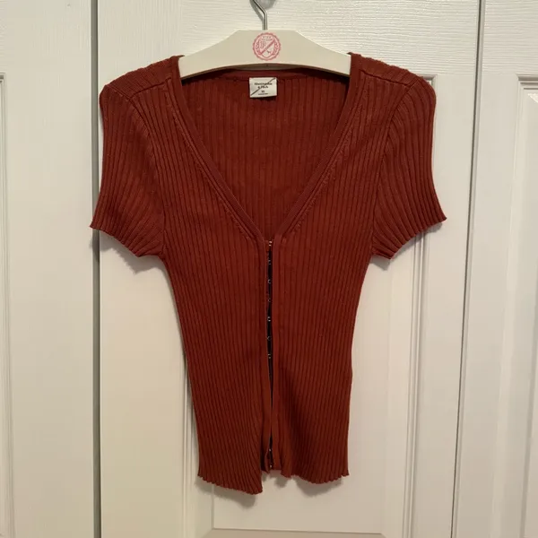 Abercrombie & Fitch Short Sleeve Cardi in Brown - Image 2