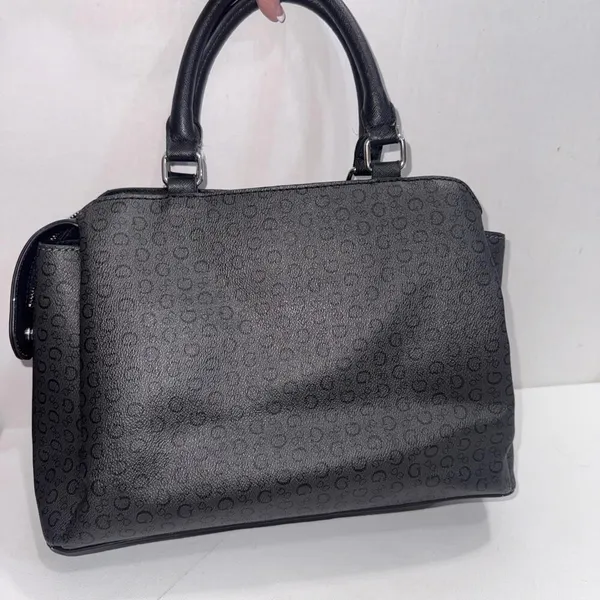Y2K GUESS Black Monogram‎ Old Money Classic Designer Chic Satchel Purse Bag - Image 14
