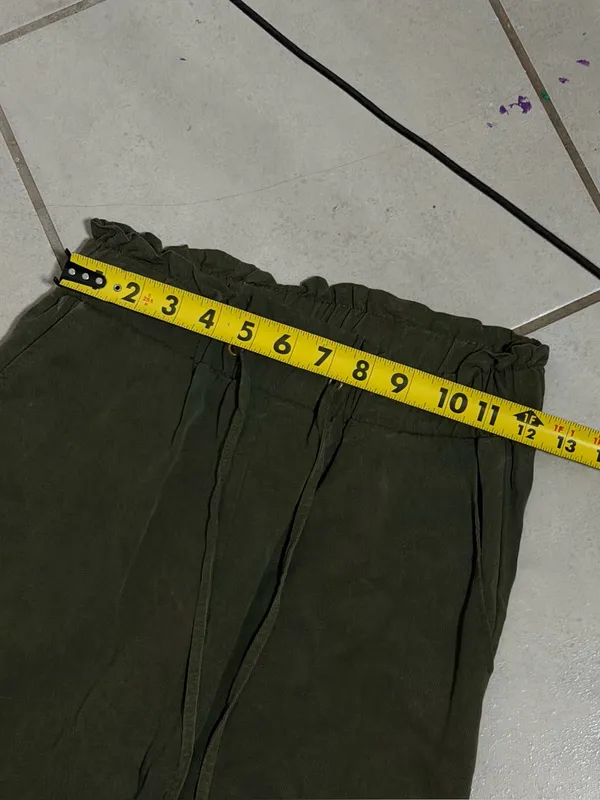 Zara Women Elastic Waist Preppy Olive Green Drawstring Jogger‎ Pants size S - Image 7