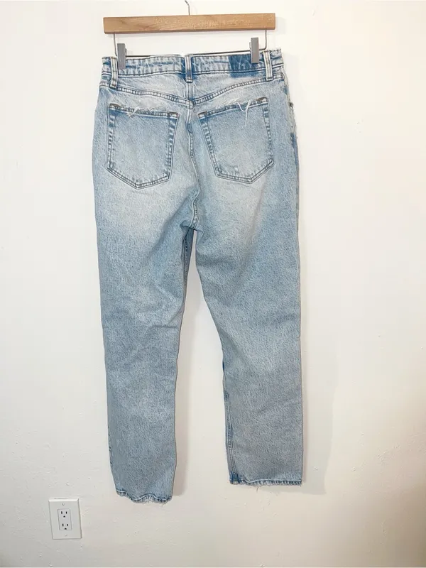 Abercrombie & Fitch The Dad Curve Love Distressed Light Blue High Rise Jeans - Image 8
