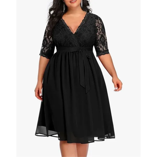 NEW Lace Chiffon Wedding Formal Cocktail Midi Dress 20W - Image 6