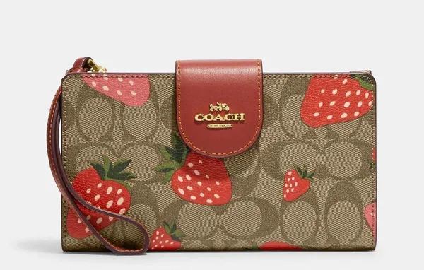 Coach Wild Strawberry Print Tech Wallet - Image 5