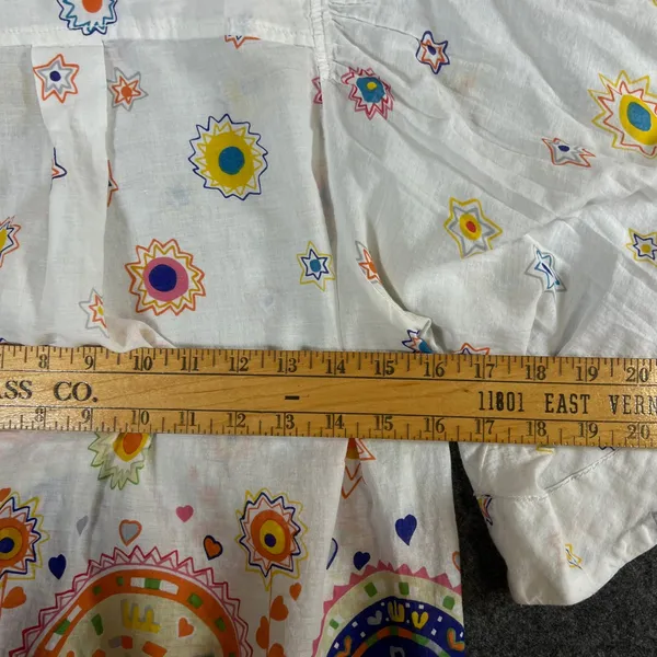 Maeve Anthropologie Celestial Print Cotton Bell Sleeve Blouse White Multi XS - Image 6