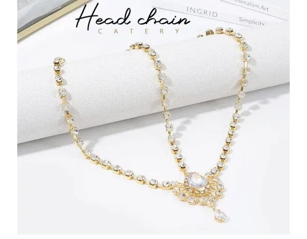 NEW Head Chain Jewelry Crystal Hair Chains Boho Headpiece - Image 3