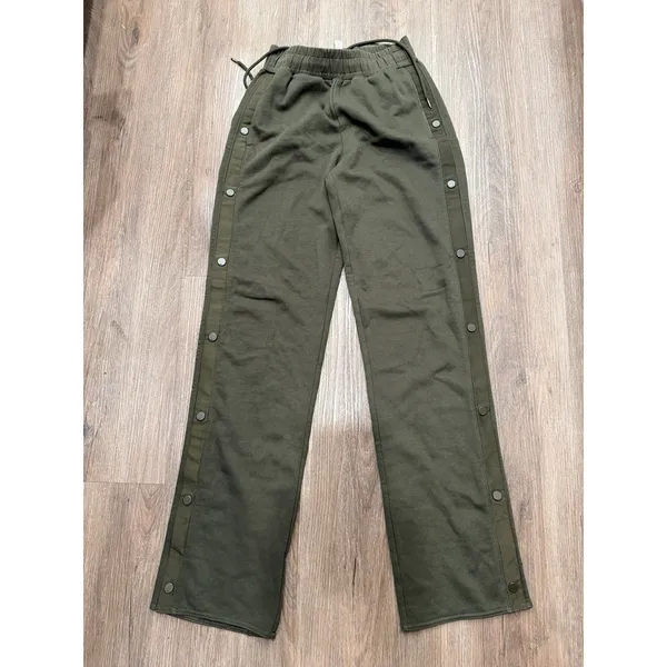 Aloha Island Alo‎ Courtside Tearaway Pants Size XS Snap Side Athletic Olive Green - Image 2