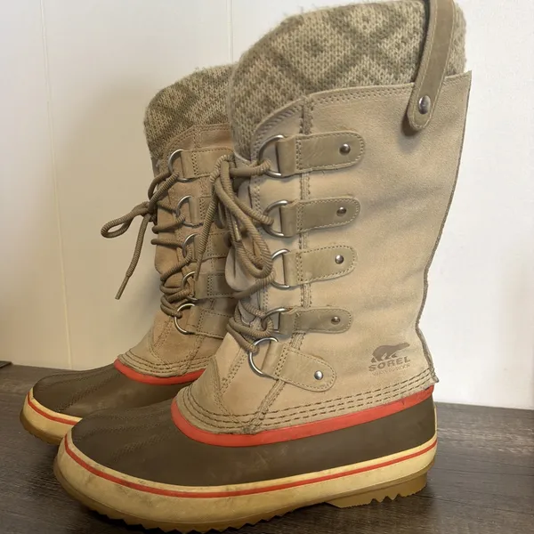 Women's Sorel Size 7 Joan Of Arctic Knit Winter Boots Waterproof Tall - Image 2