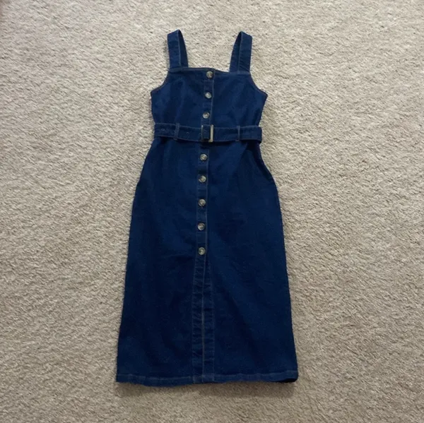 H&M dark denim midi dress. S - Image 6