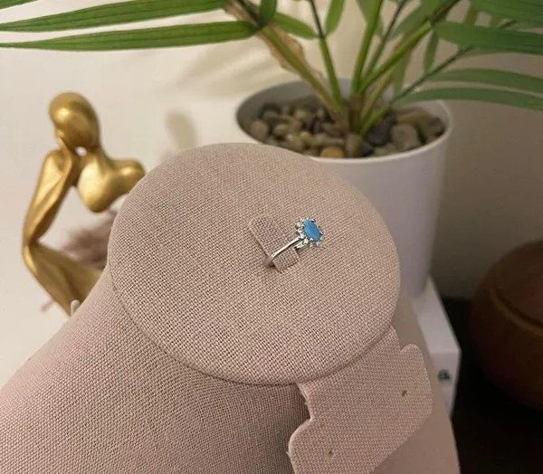 Sterling Silver SIZE 5 925 Crown Natural Turquoise Cubic Zirconia Ring - Image 8