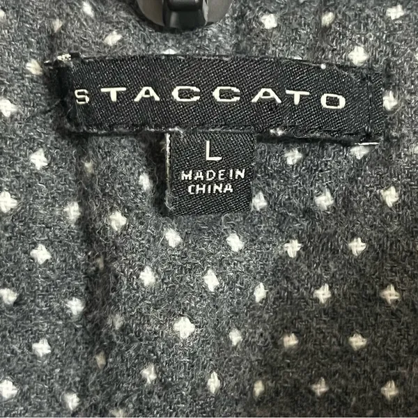 Women's‎ Staccato 100% Cotton Quilted Vest Gray With White Polka Dots Size Large - Image 2