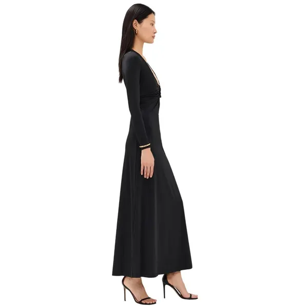 NWT Bardot Women's Remy Embellished Plunge Neck Maxi Knit Dress 59475DB Black 10 - Image 4