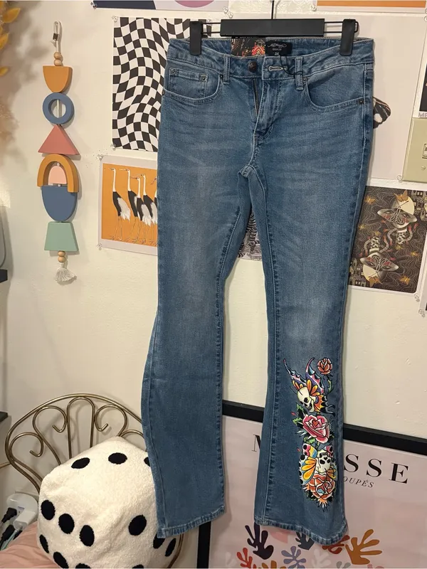 Ed Hardy Low Rise Bootcut Tattoo Jeans Size 26 NWT - Image 8