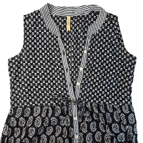 Shyla Nightwear Black White Block Print Cotton Maxi Gown Dress Womens Medium - Image 3