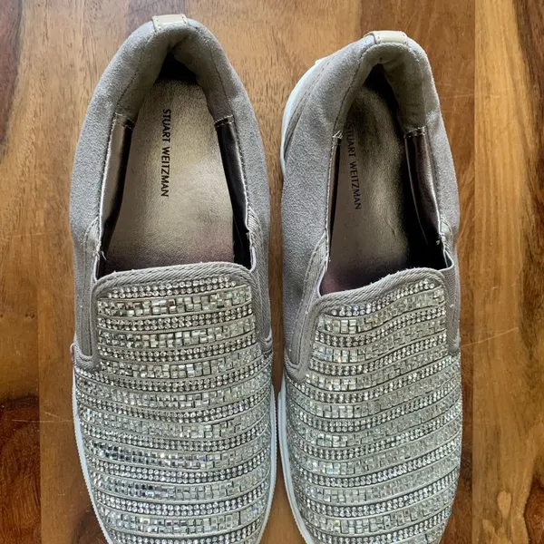 Stuart Weitzman Rhinestone Slip On Shoes - Image 6