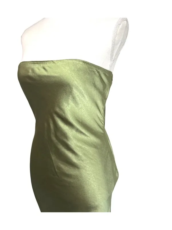 SNDYS Angelina Neck Tie Maxi Dress in Olive XXSmall as-is Womens Satin Long Gown - Image 6
