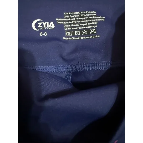 Zyia‎ Active Splash Navy Pink Light n Tight Hi-Rise Athletic Leggings 7/8 Sz 6-8 - Image 3