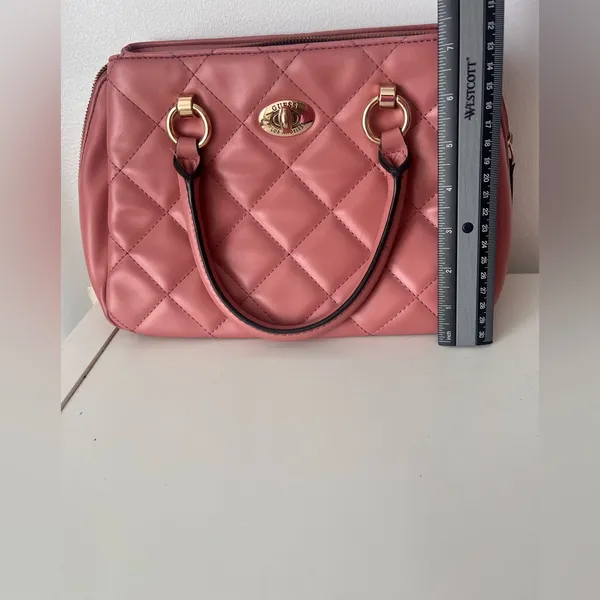 G by Guess Quilted Rose Pink Satchel with Gold Hardware - Image 3