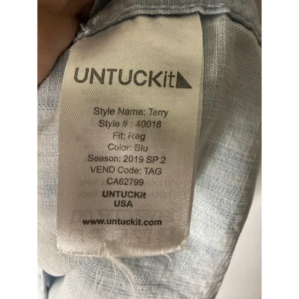 Untuckit chambray denim button down shirt‎ dress tie waist size 12 - Image 4