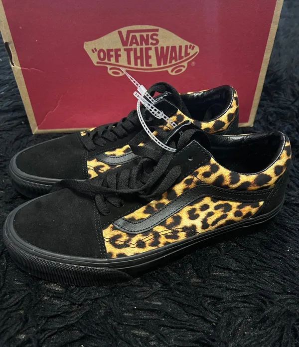 VANS old skool black suede animal print lace up shoes sneakers women’s 9 new - Image 6