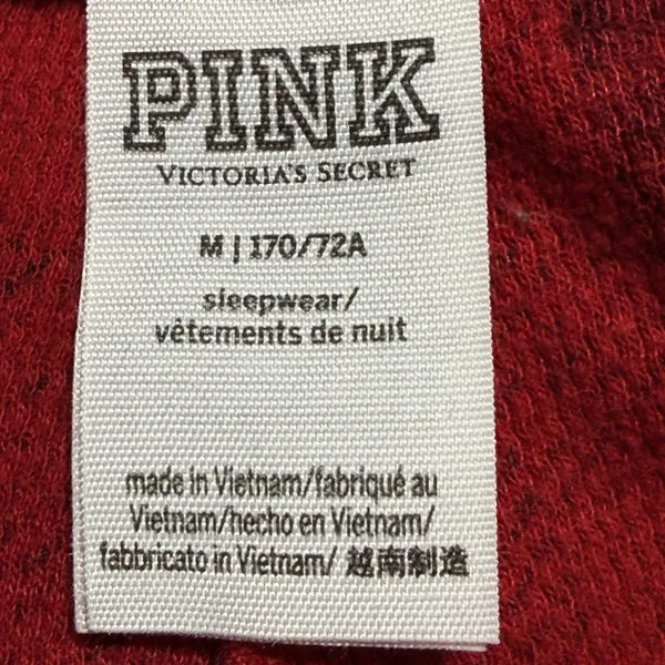 PINK Victoria's Secret Sleep Set Waffle Knit Women M Red Black Buffalo Plaid - Image 14
