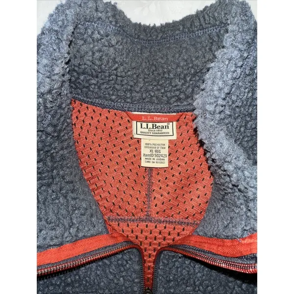 LL BEAN Gray Outdoor Vest Mountain Deep Pile Sherpa Fleece Vest Full Zip XL - Image 3
