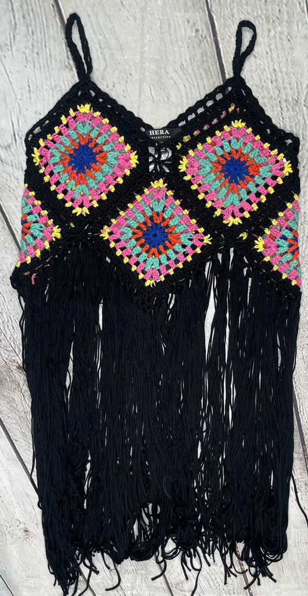 Crochet Granny Square Fringe Top NWT! - Image 8