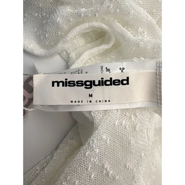 Missguided Longline Tie Front Cardigan Womens Medium White Sheer‎ Textured NWT - Image 5