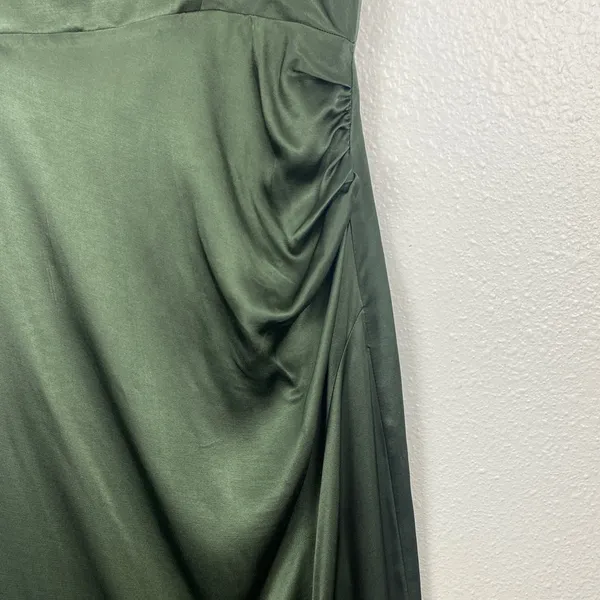 Zara Dark Green Satin Midi Dress Size S 100% Viscosa - Image 5