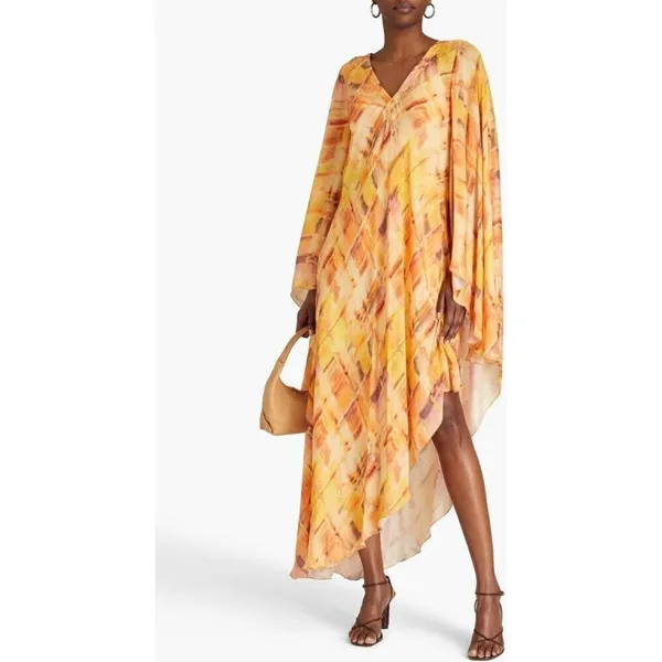 Cult Gaia Shira Asymmetric Crepe Dress Summerhaze Womens Size Small - Image 4