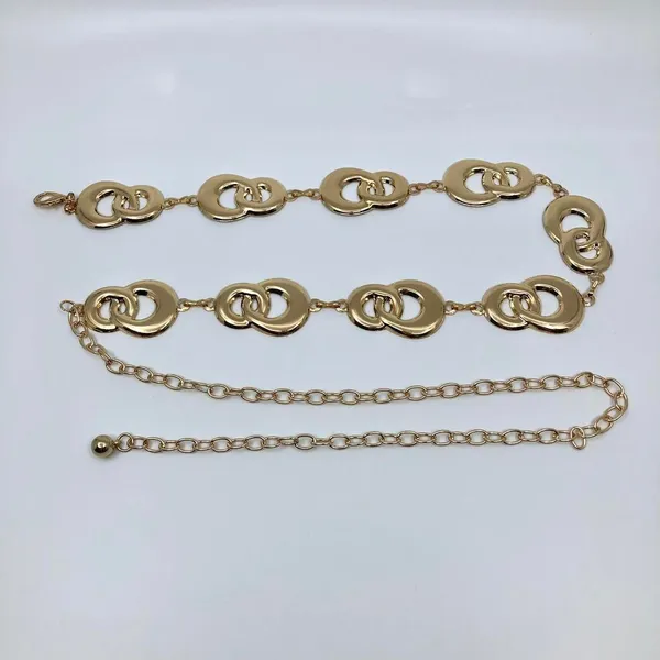Y2K Geometric Gold Interlocking Loop Chain Belt, Fits 24.5–45 Inches, X7GA1163 - Image 6