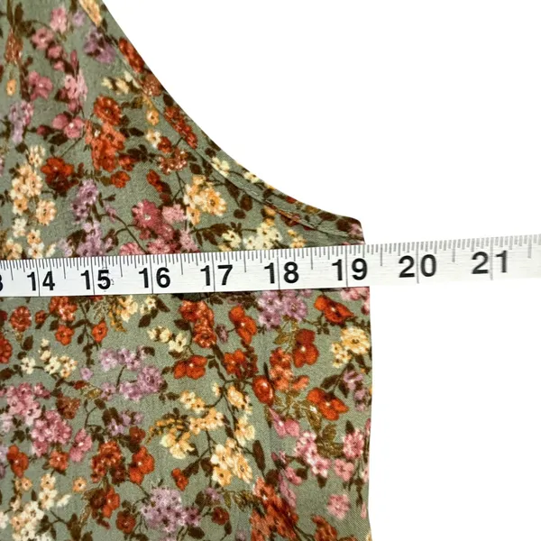By The River Tiered Midi Dress L Multi Green Ditsy Floral Strappy Cottage Boho - Image 6