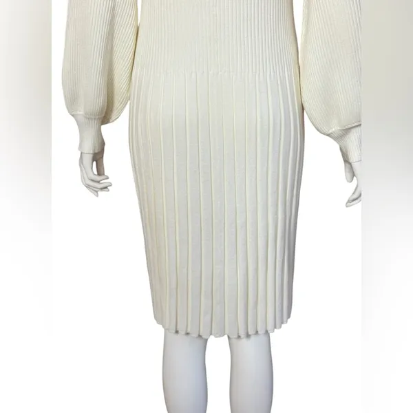 BEAUTIFUL by Lawrence Zarian Rayon Blend Elegant White Knit Dress S Small G#56 - Image 4