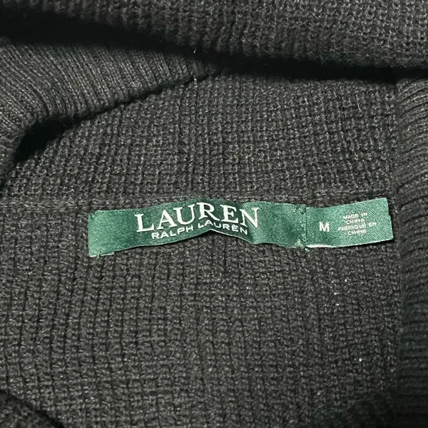 M Lauren Ralph Lauren 100% Cotton Black Ribbed Cowl Neck Sweater Comfy Casual - Image 6