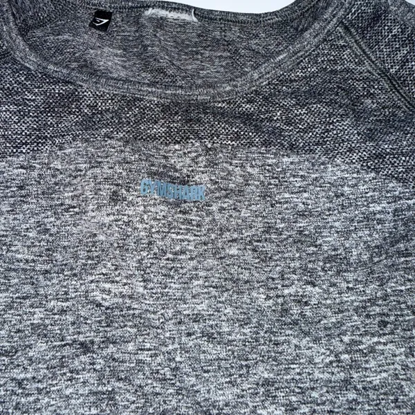 Gymshark Flex Crop Top S/M Grey Long‎ Sleeve Seamless Open Back Thumbholes - Image 7