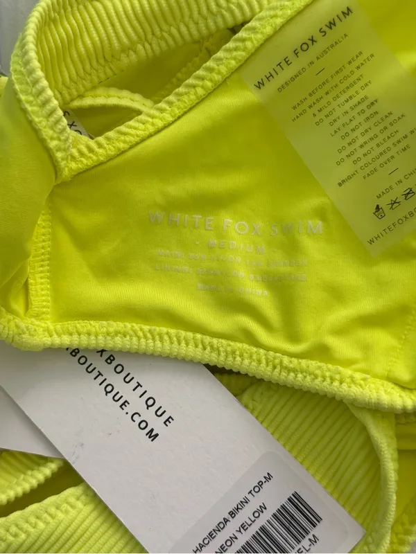 White Fox Boutique Hacienda Bikini Top in Neon Yellow - Image 4