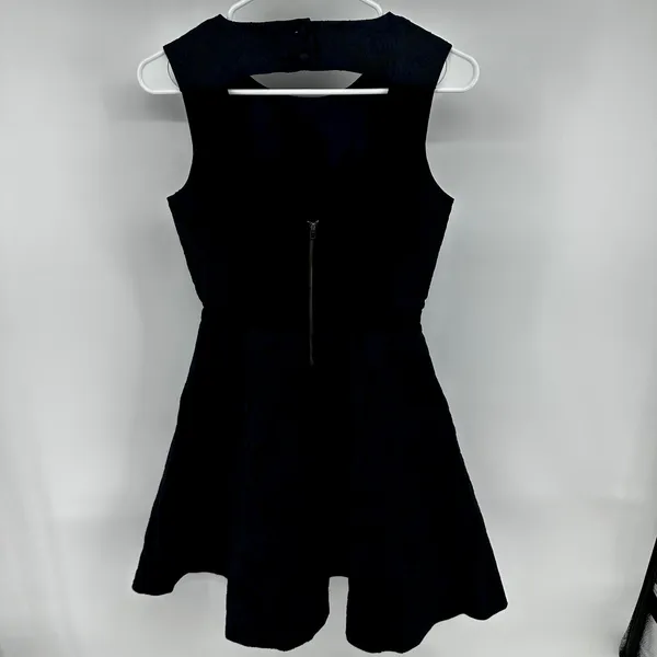Reiss Natalie Skater Dress Fit & Flare Floral Textured Jacquard Cutout Navy 4 - Image 7