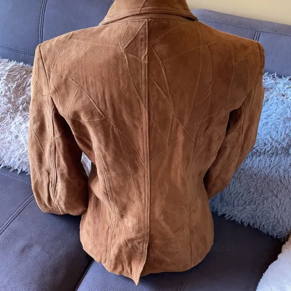 JUICY LUCY Tan/Brown Leather Suede Jacket Size M - Image 7